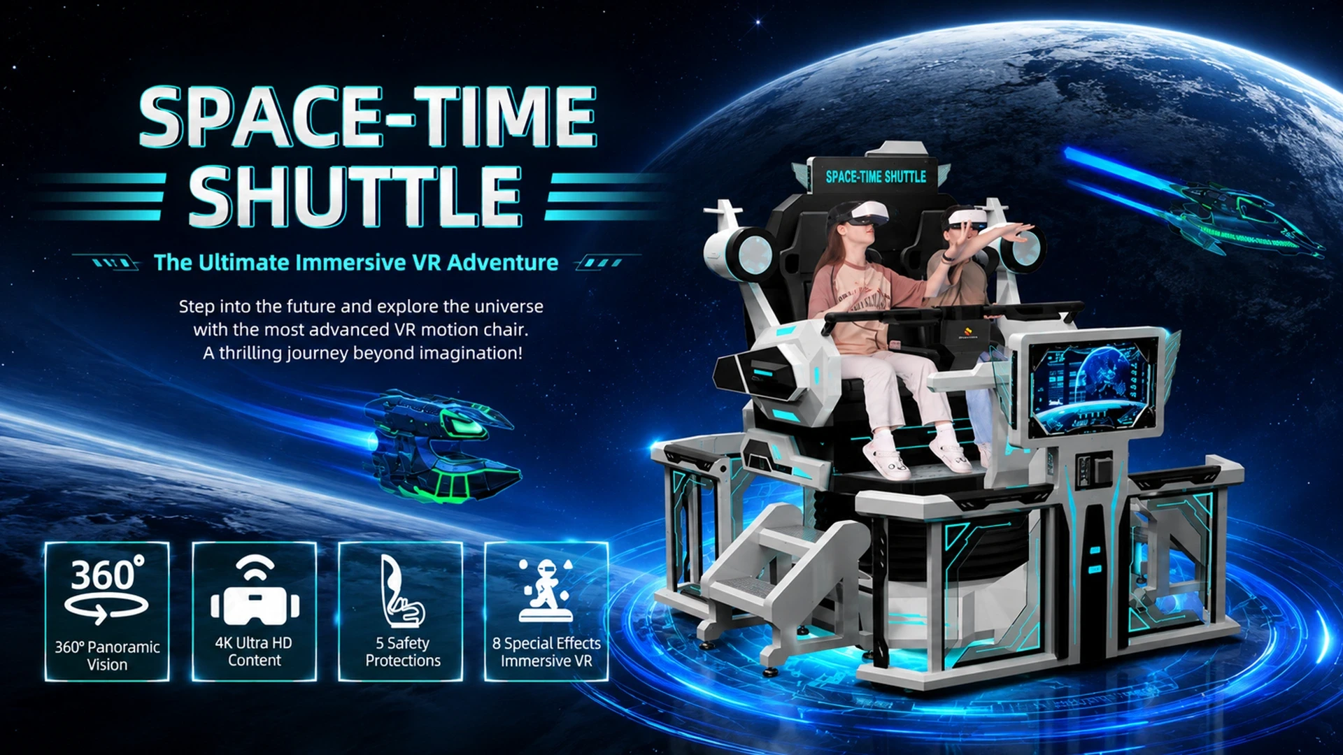 VR Space Time Shuttle Flying Cinema 2P