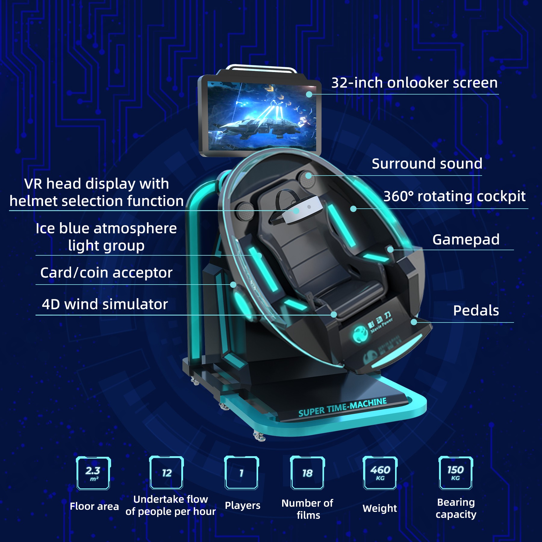 VR Super Time Machine 360 Chair - 3